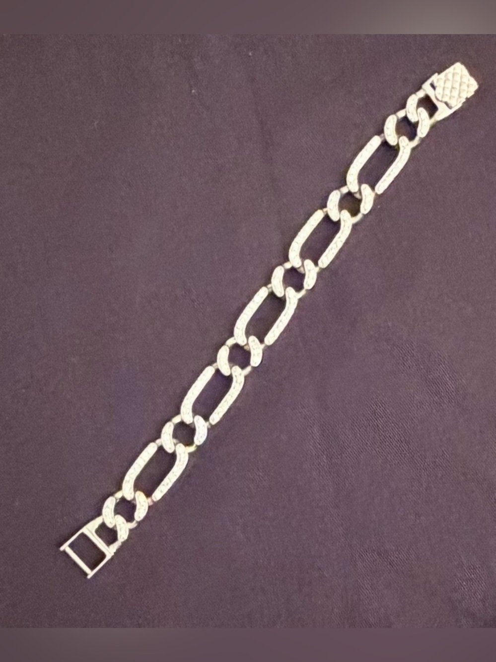 Sterling Silver & Cubic Zirconia Men’s Bracelet – 9”, 59 Grams